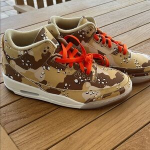 Nike Camouflage High-Top Sneakers with Orange Accents